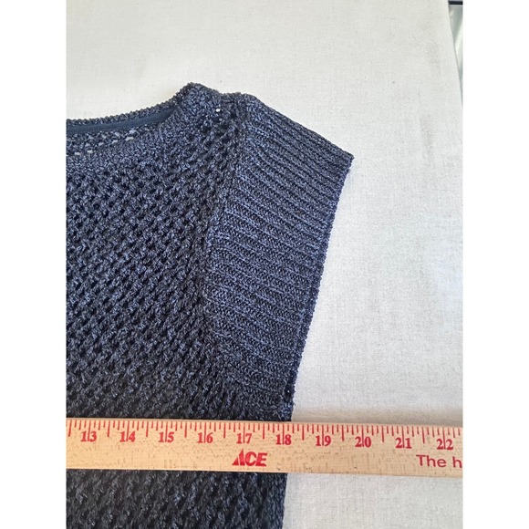 White House Black Market Crochet Shimmery Blue Cap Sleeve Beach Pool Top - Picture 6 of 9